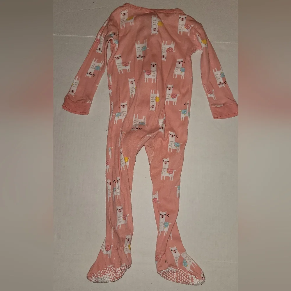 Gerber llama footed pajamas pink white gripping feet bottoms 12 months